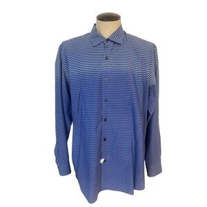 Tommy Bahama Island Modern Fit Blue Ombre Grid Silk Blend L/S Button-Up Shirt XL